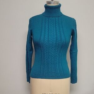 Sahalie Teal Turtleneck Sweater, Size S